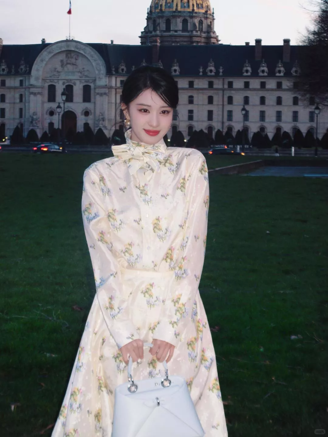 DIOR 花卉真絲蝴蝶領結襯衫半裙套裝 桑蠶絲長袖襯衫＋中長款半身裙 36/38/40/42