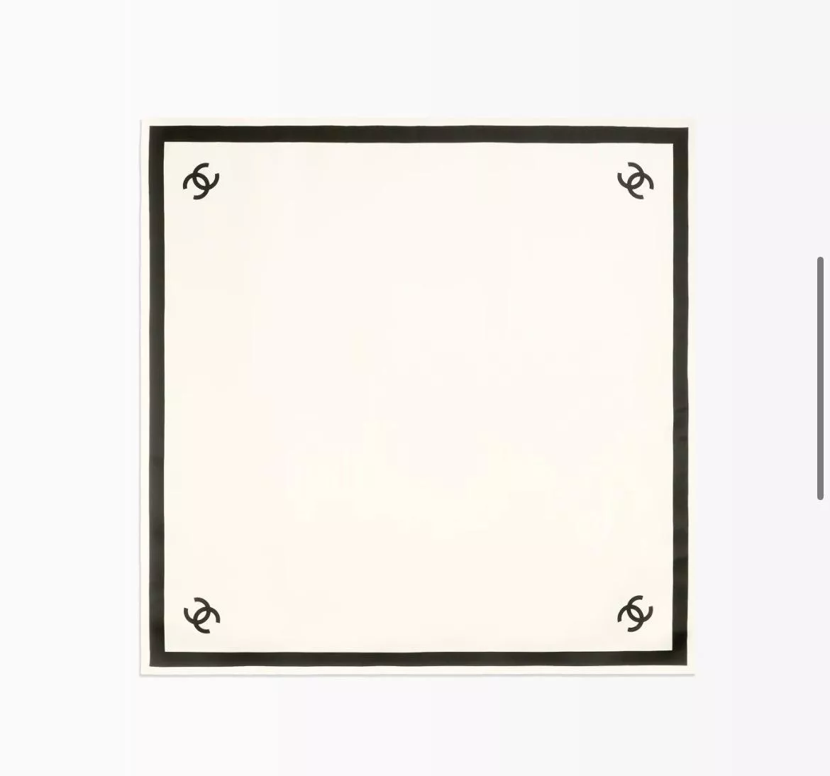 方框真絲方巾｜90×90雙C邊框絲巾・白色極簡方巾