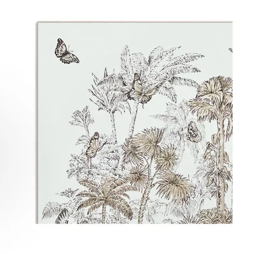 棕櫚秘境真絲絲巾｜90×90熱帶花園印花・法式藝術方巾