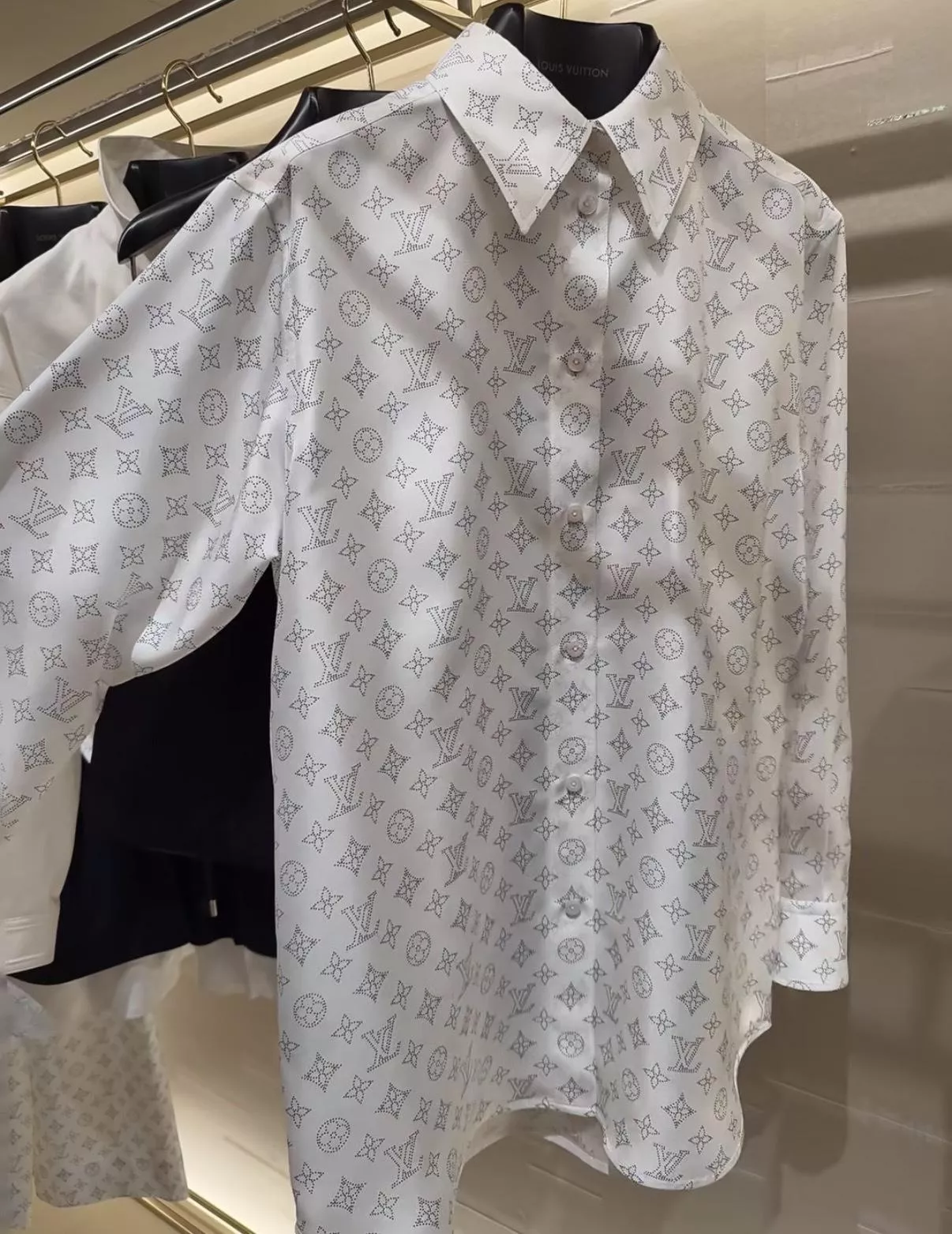 LOUIS 26W Monogram波點老花真絲翻領襯衫 36/38/40/42