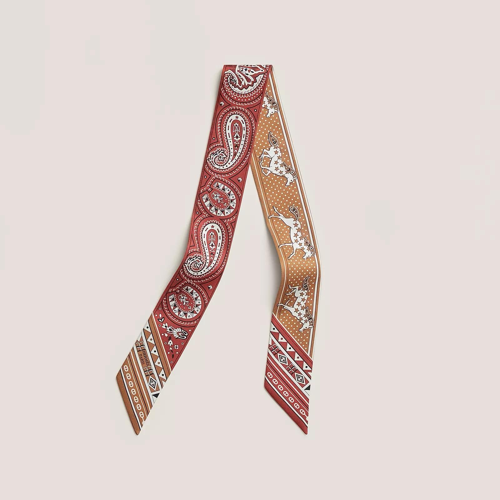 《愛心駿馬 BANDANA》Twilly 小絲巾100%桑蠶絲絲巾 橙紅色