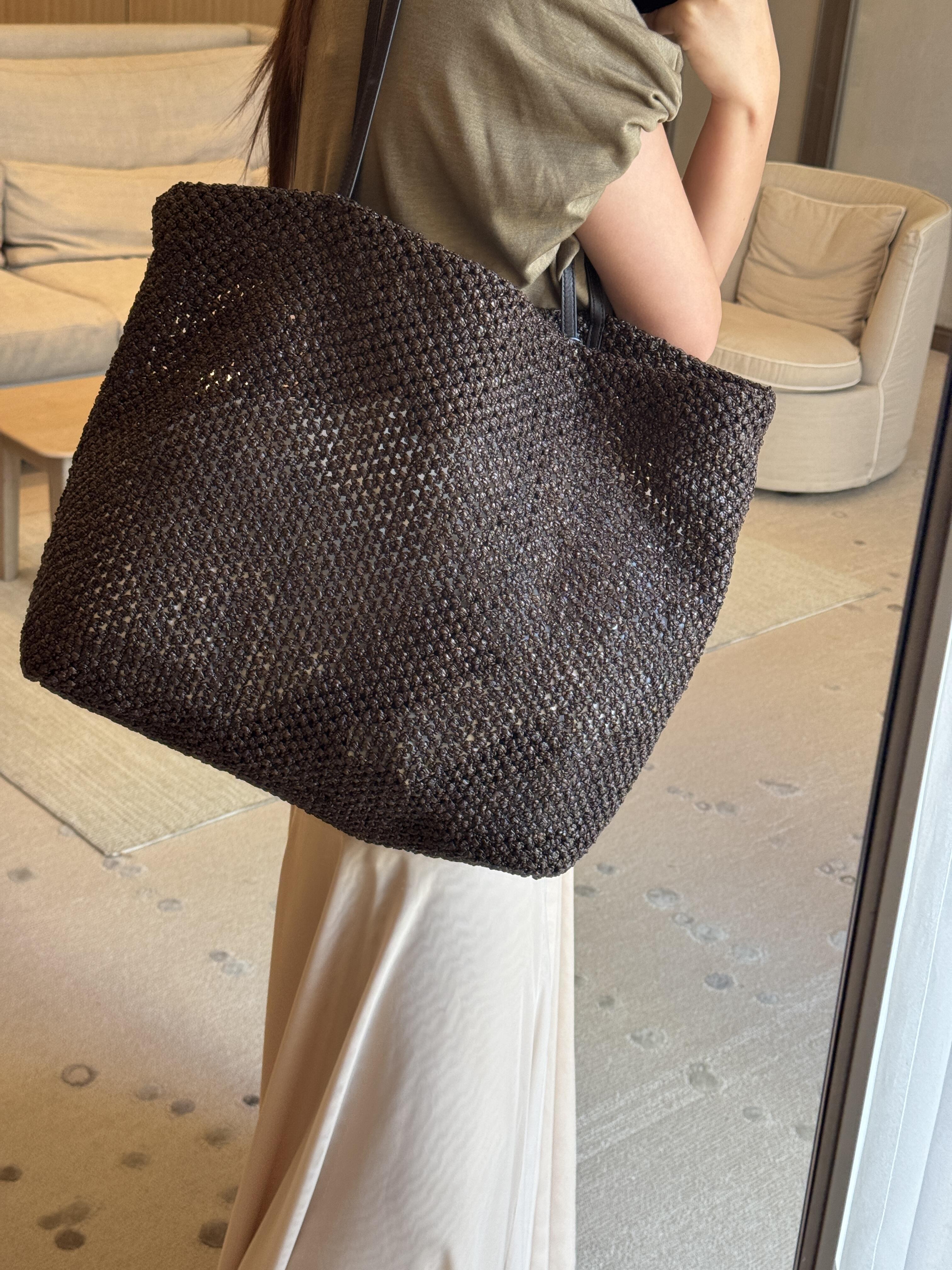 Barn Tote 拉菲草托特包｜深棕色大容量手提包