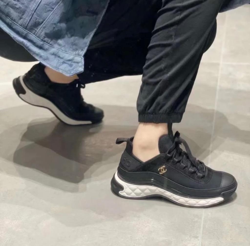 黑色 經典老爹氣墊運動鞋｜復古增高休閒鞋 35-40