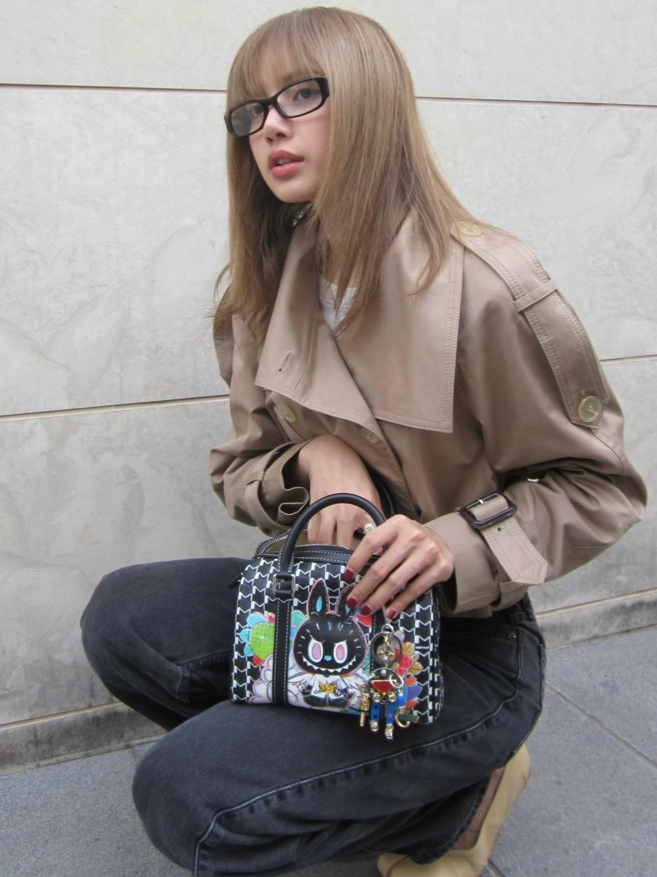 Moynat 黑色｜老花PVC｜Labubu聯名波士頓包 枕頭包｜20.5cm