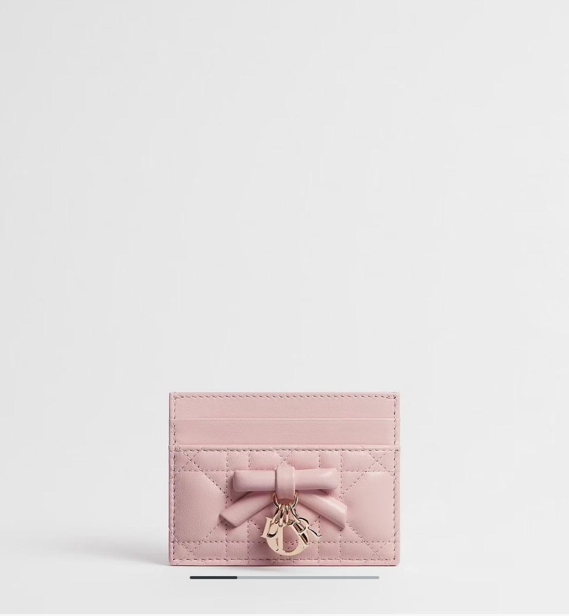 粉色｜小羊皮｜Lady Dior Freesia卡夾｜10.5cm