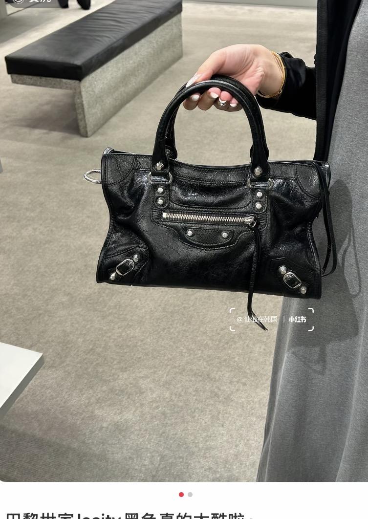 黑色/銀釦｜Arena 爆裂小羊皮｜Le City bag Small 機車包｜30cm