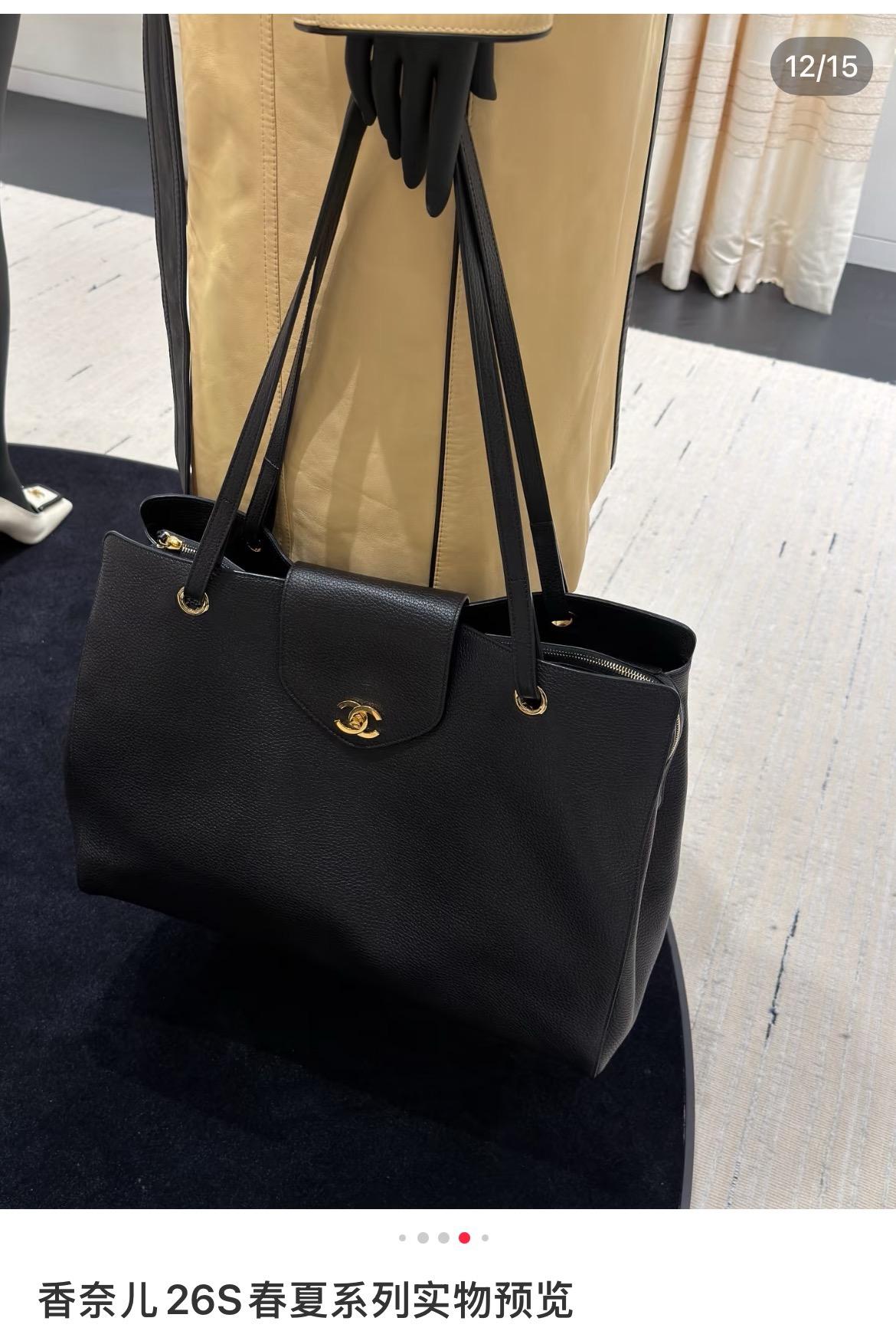 黑色｜荔枝紋小牛皮｜26S Supermodel Tote 超模托特包｜46cm