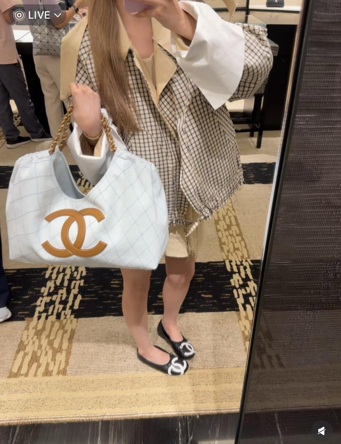 淺藍色｜菱格帆布｜26M Coco Beach 度假托特包｜43cm
