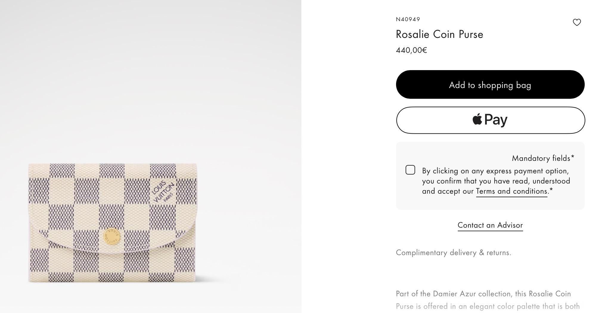 N40949 Damier Azur棋盤格帆布｜Rosalie零錢包｜11cm