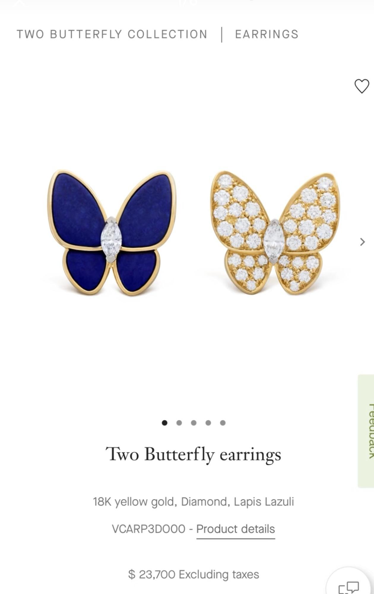 Van Cleef & Arpels Butterfly 藍釉天然石蝴蝶耳環