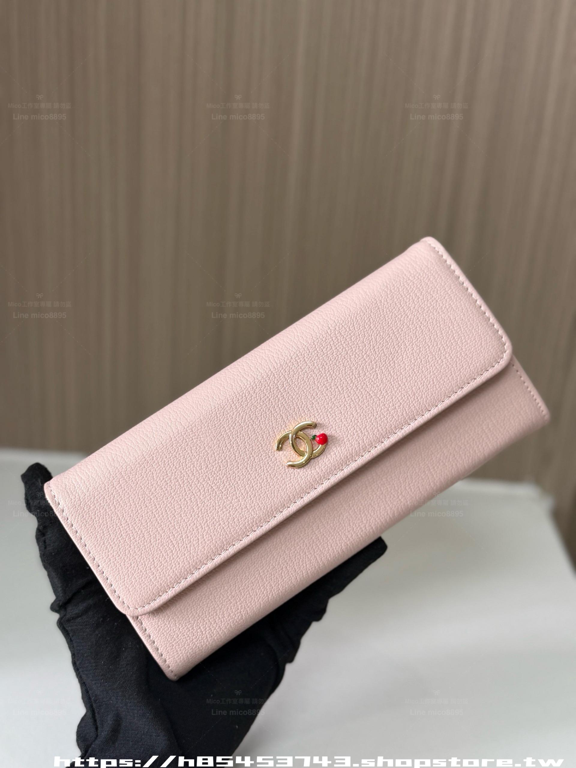 粉色｜粒紋牛皮｜26A高級手工坊長款翻蓋皮夾 長夾｜19cm