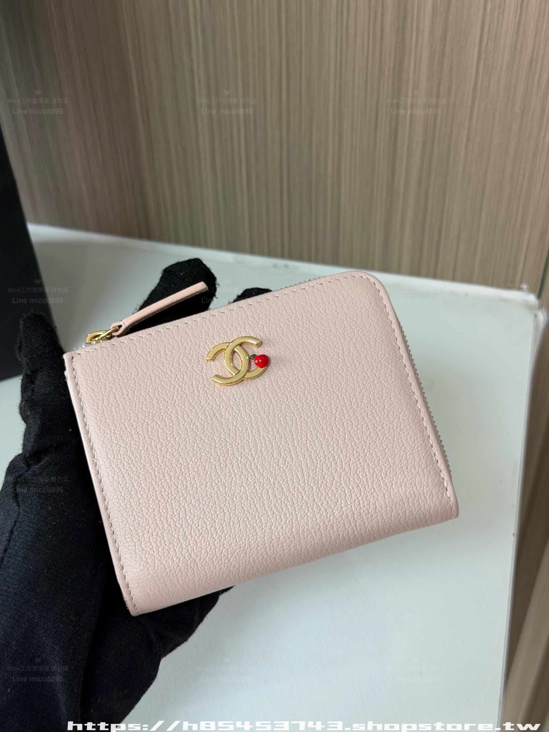 粉色｜粒紋牛皮｜26A高級手工坊L型拉鍊皮夾/短夾/錢包｜11.5cm