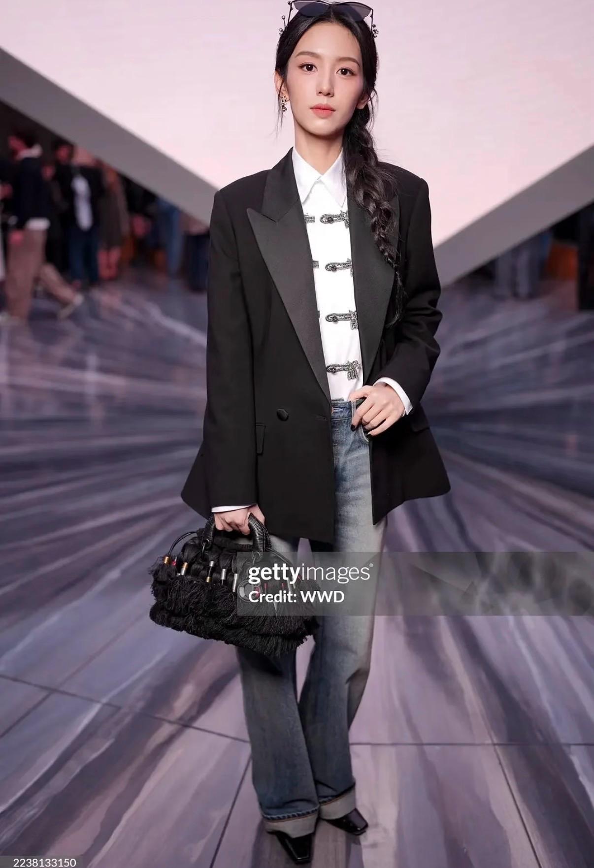 DIOR 26W 緞面戧駁領拼接羊毛收腰西裝外套｜36／38／40／42