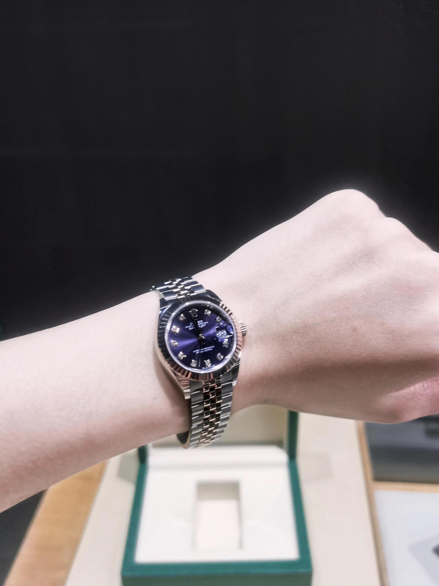 Datejust 日誌型28mm 茄紫鑽面腕錶｜玫瑰金鋼狗牙圈五珠紀念型錶帶 M279171-0015