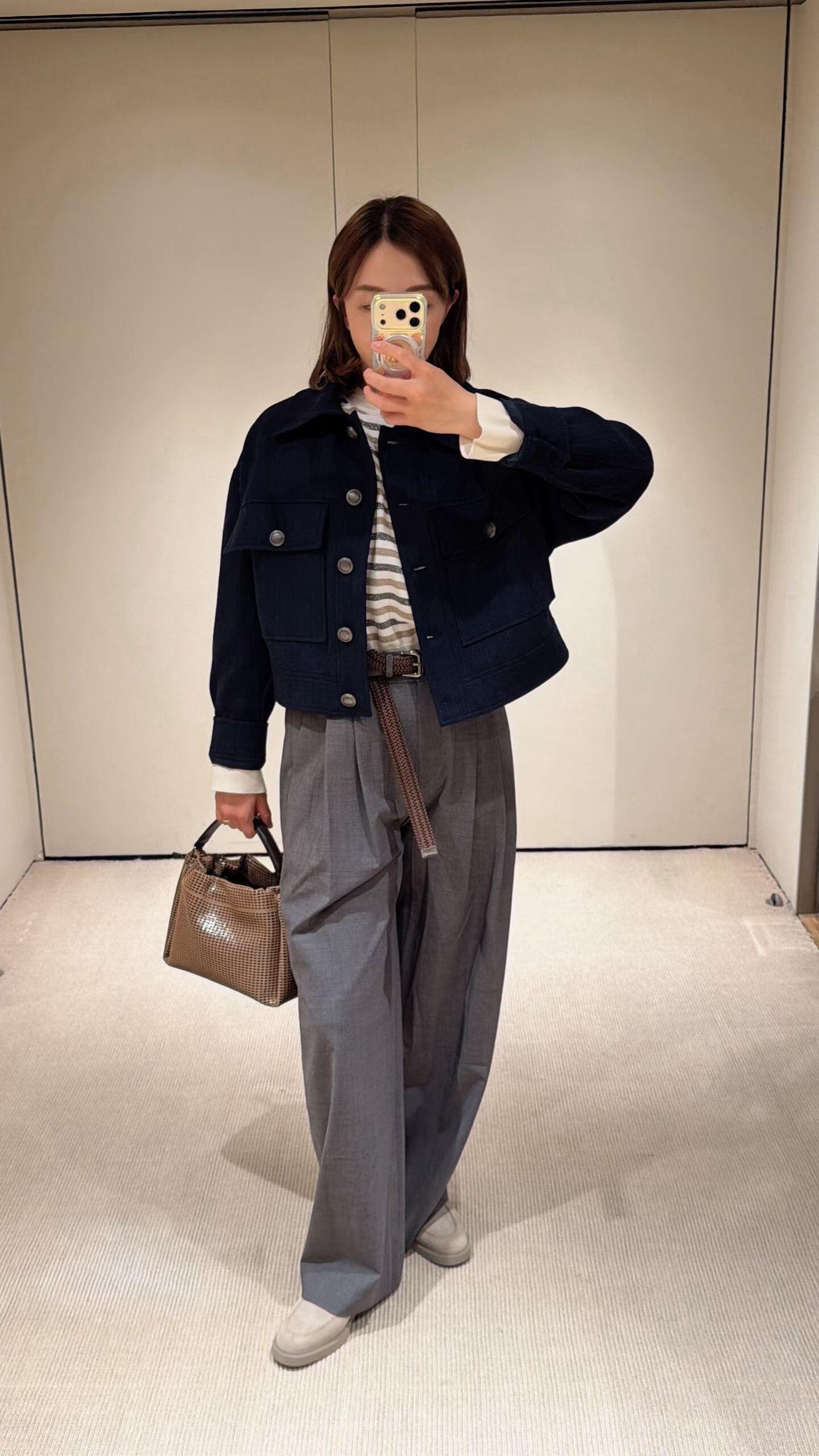 BRUNELLO CUCINELLI 26S 藏藍立體口袋短版羊毛外套｜36／38／40／42