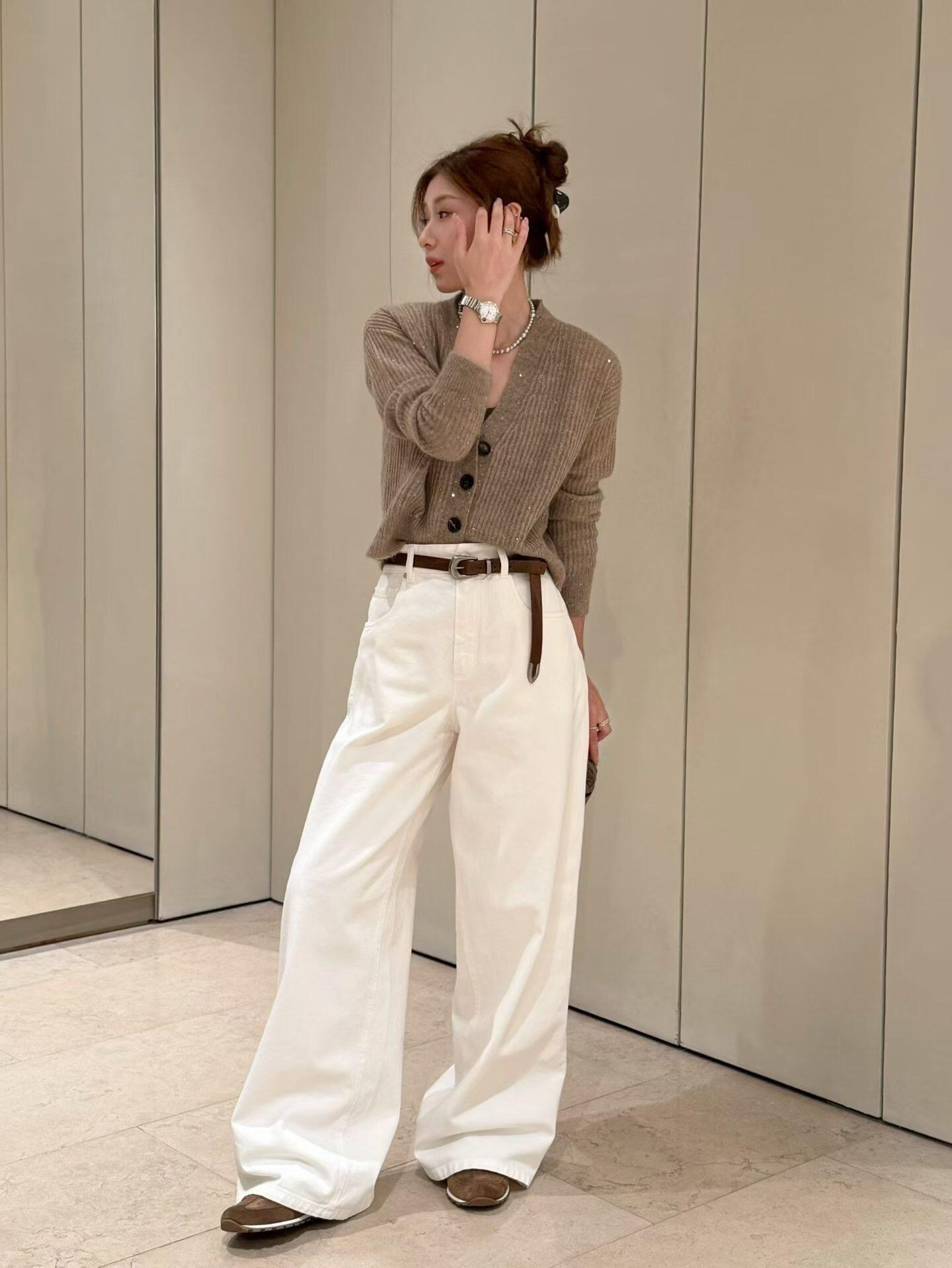 BRUNELLO CUCINELLI 26S 亮片刺繡V領短版針織開衫｜36／38／40