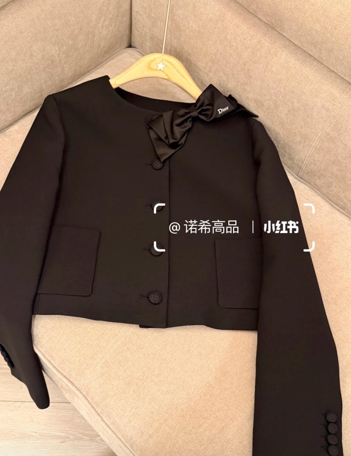 DIOR 立體緞面蝴蝶結短版羊毛西裝外套｜36／38／40／42