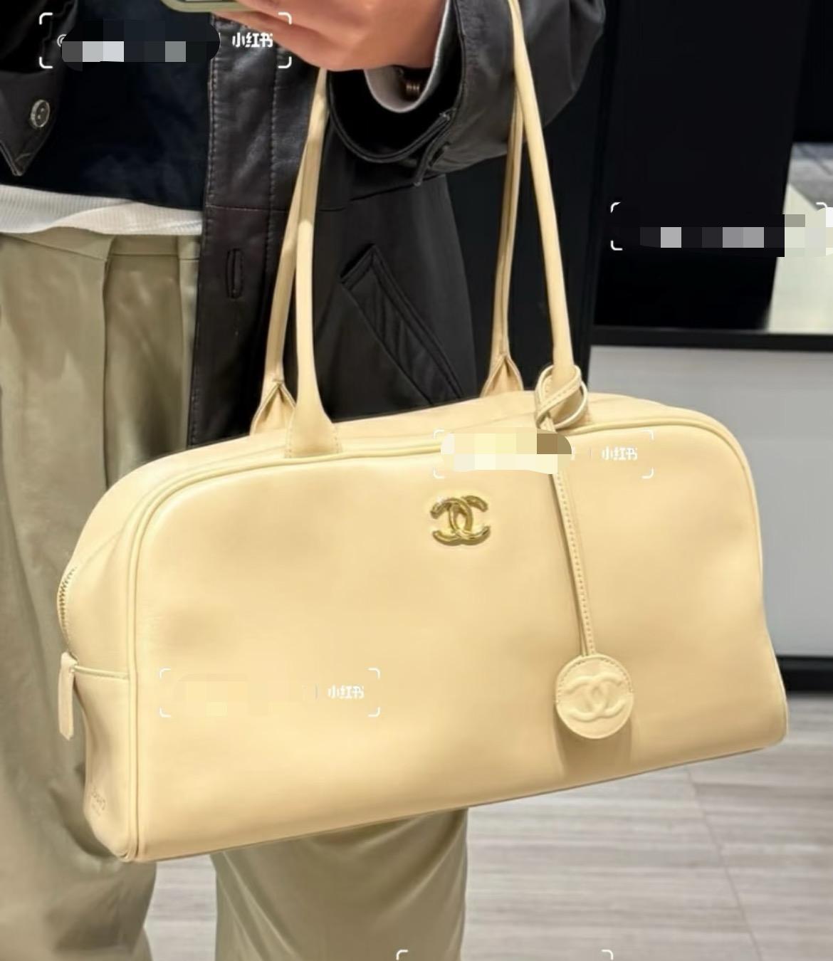 米色｜GR小牛皮｜26SS大號保齡球包 波士頓包｜35.5cm