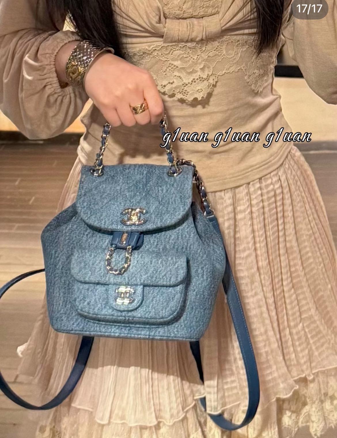 淺藍色｜Candiani Denim丹寧牛仔｜26A Duma小號雙肩包｜18cm