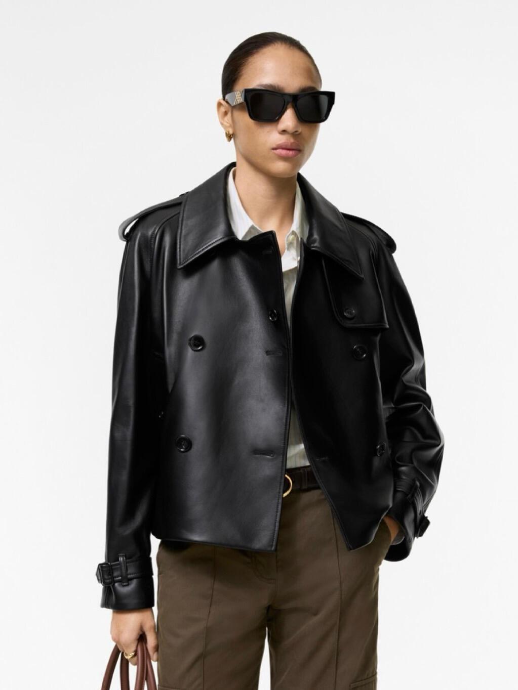 BURBERRY 26S 雙排扣廓形羊皮短款風衣外套｜36／38／40／42