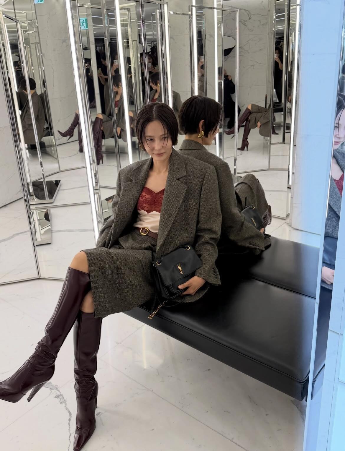 YSL 26S 翻領廓形羊毛花呢西裝外套｜36／38／40