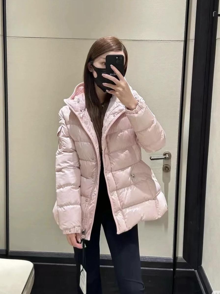 MONCLER 粉色 Barante 女款收腰連帽羽絨服｜0／1／2／3