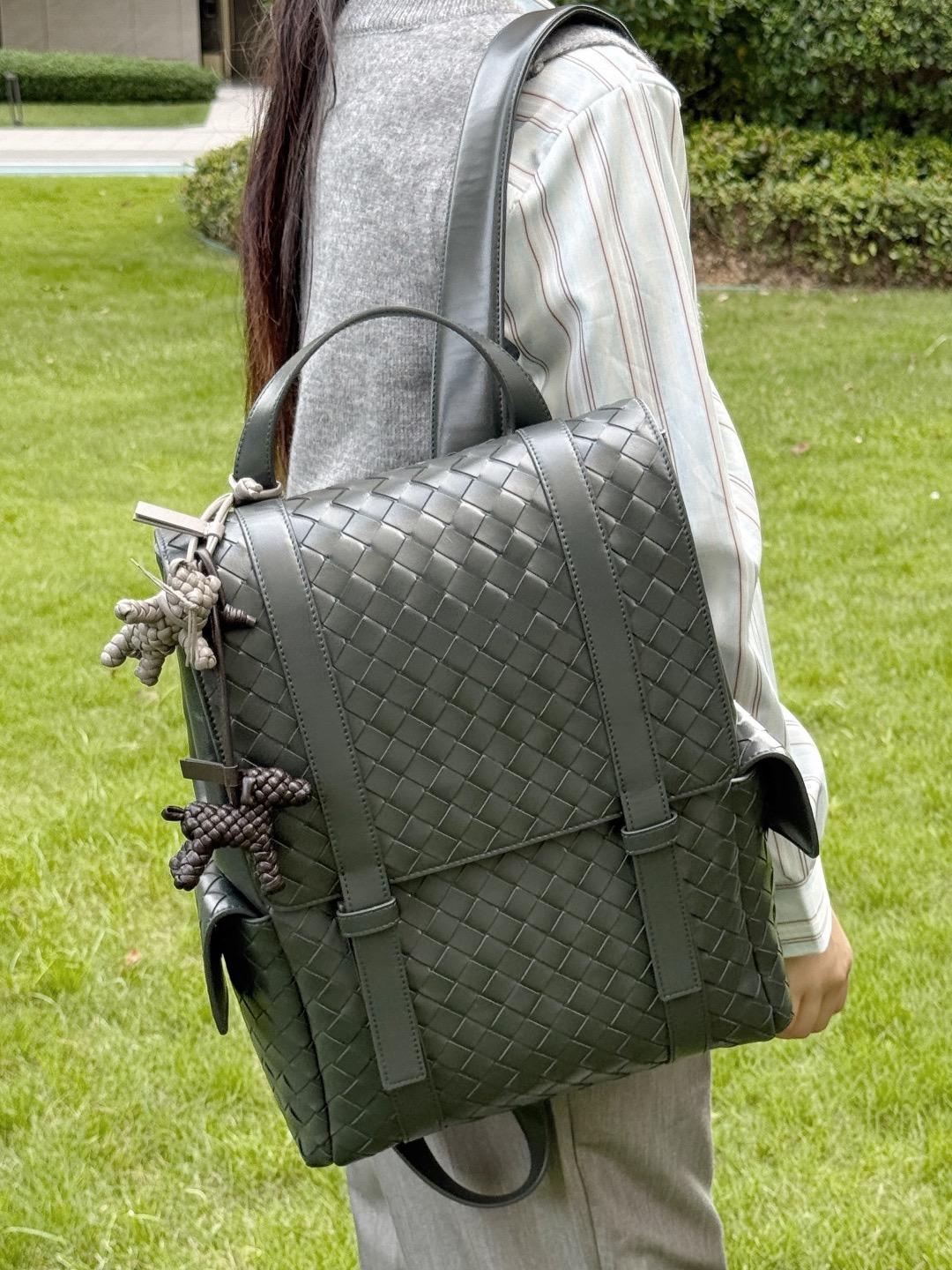 灰綠｜牛皮×帆布內裡｜Back To School雙肩後背包｜39cm