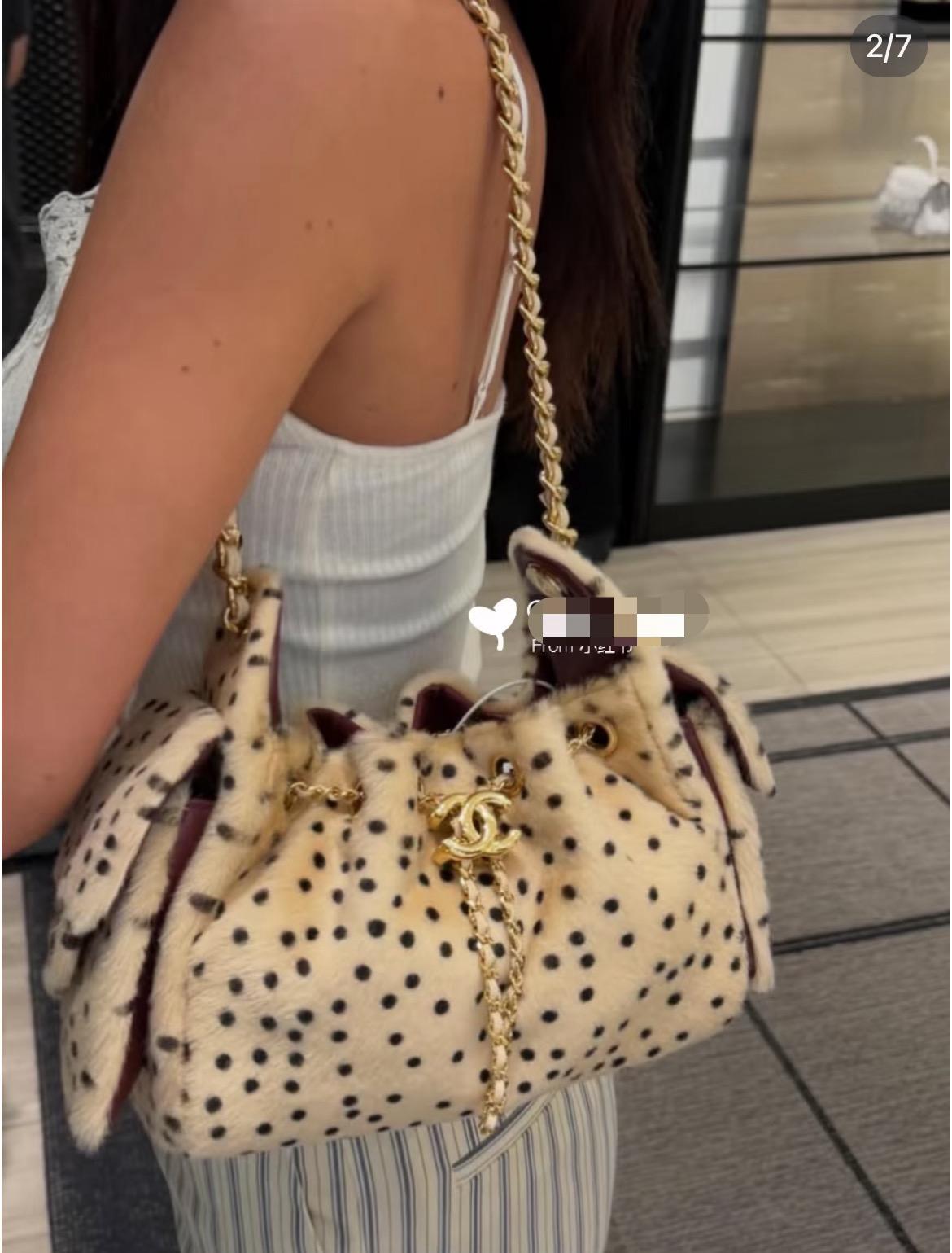 26A高級手工坊｜原版杏色波點羊毛×亮金五金｜25 Bag Mini｜22cm
