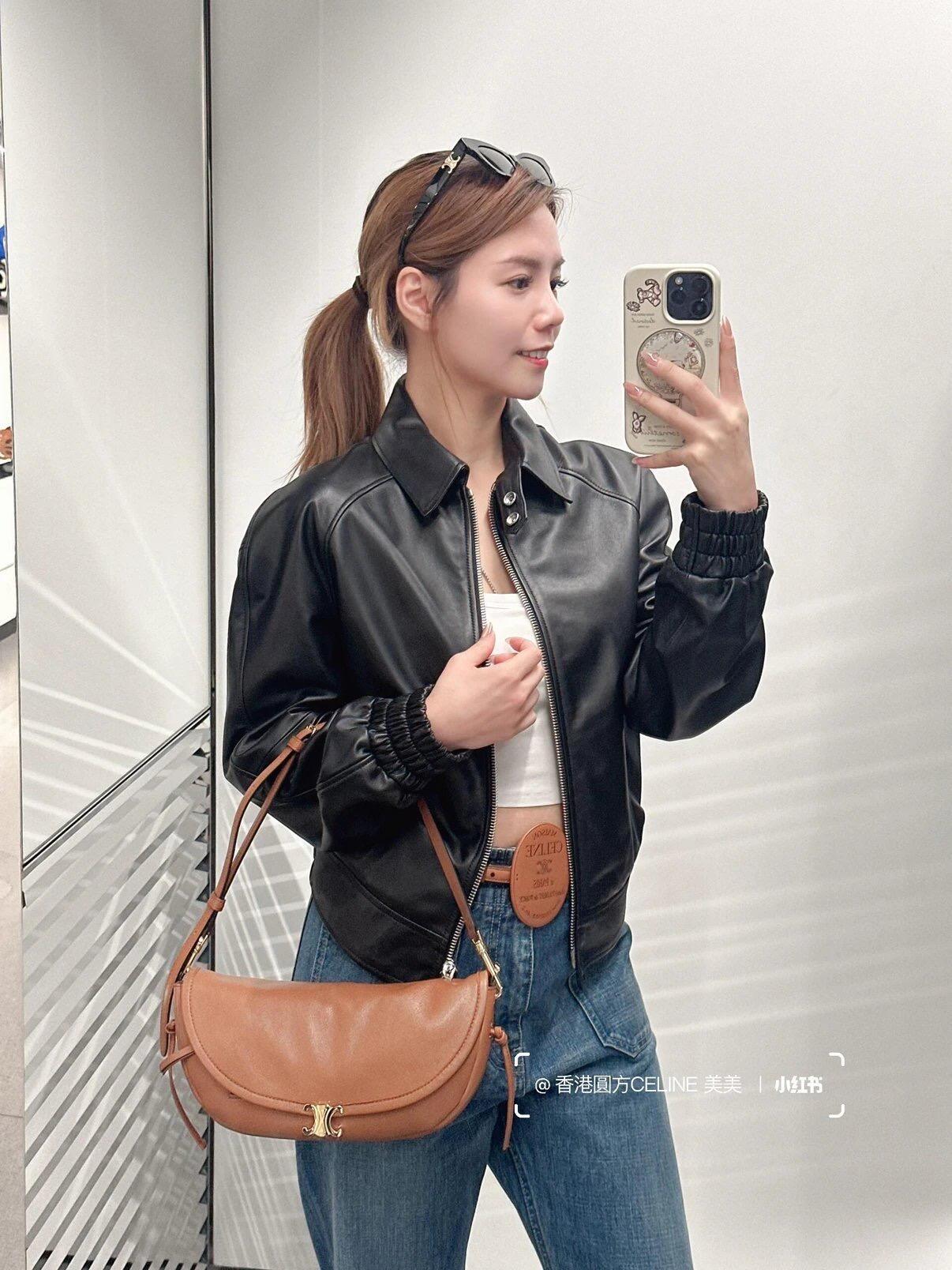 CELINE 26S 黑色翻領絆扣羊皮夾克外套｜36／38／40／42