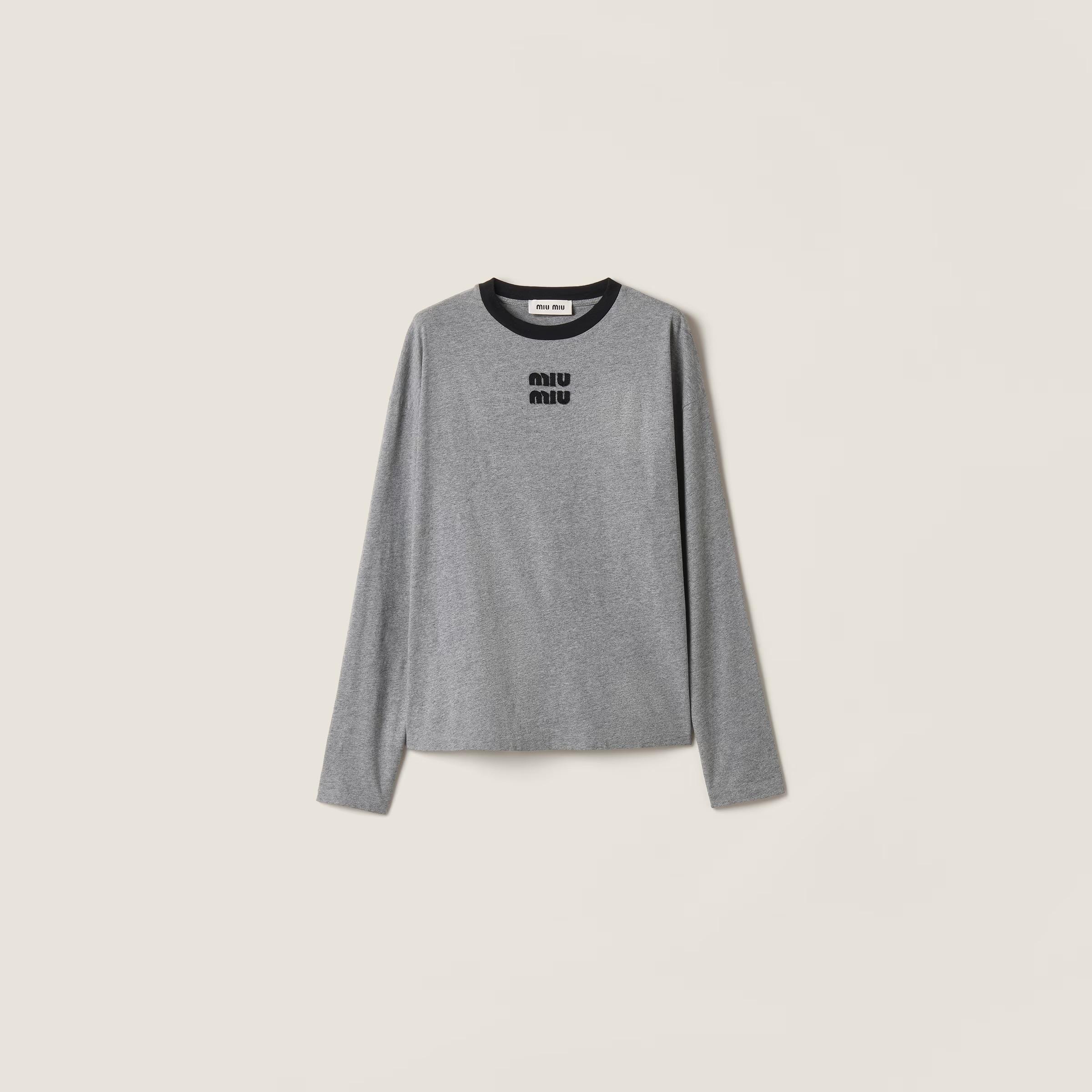 MIU MIU 貼布字母長袖T恤｜S／M／L