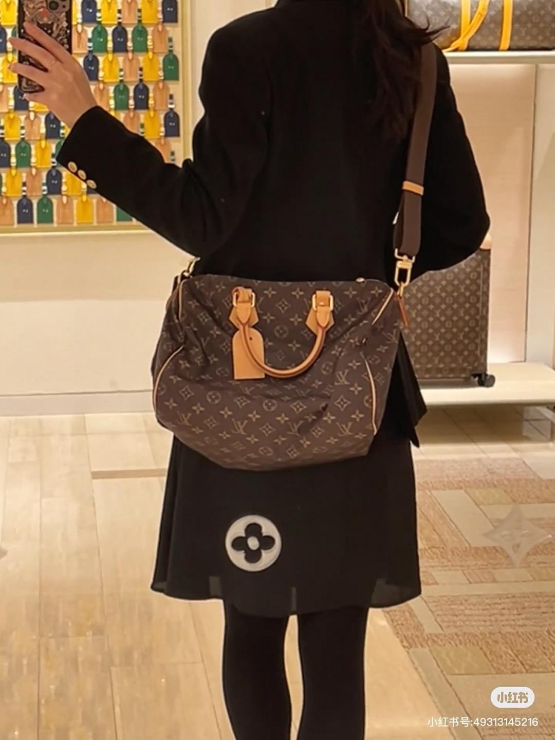 M2A454 ｜ Monogram老花×Silk Tech絲混紡面料｜Speedy Bandoulière 30枕頭包｜34cm
