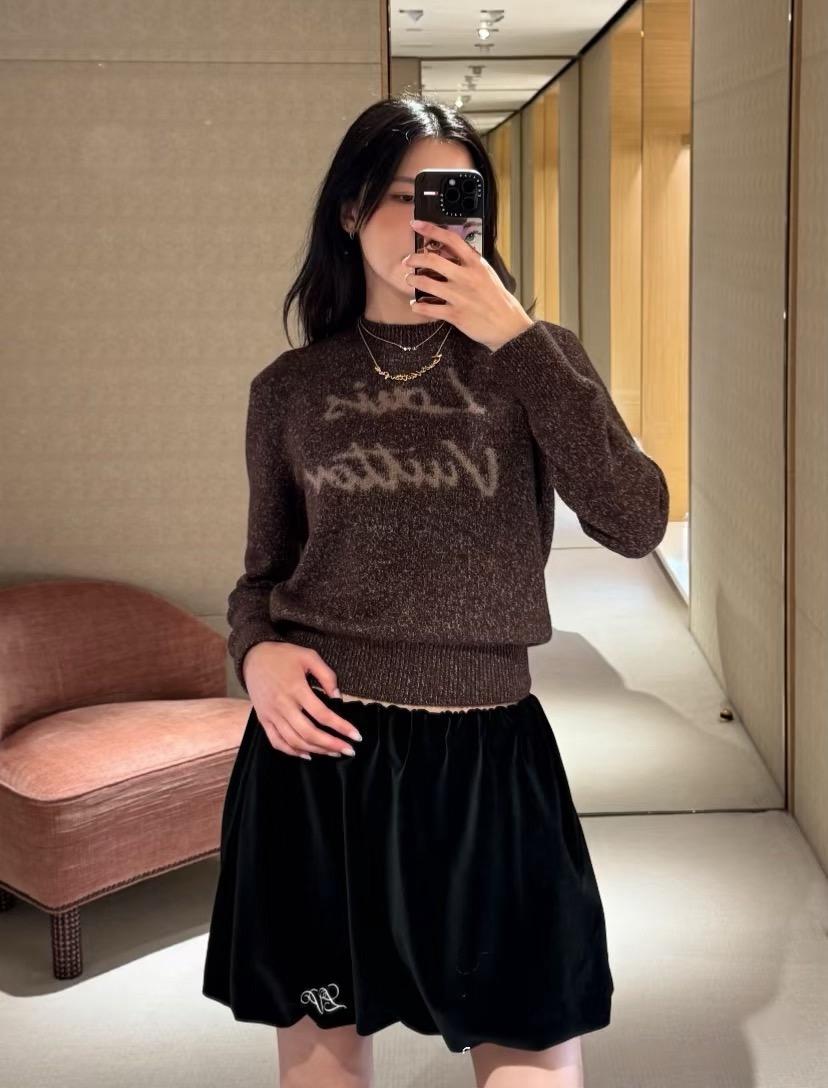 LOUIS VUITTON 26秋冬 手寫字母棕色羊絨混紡針織衫｜S／M／L