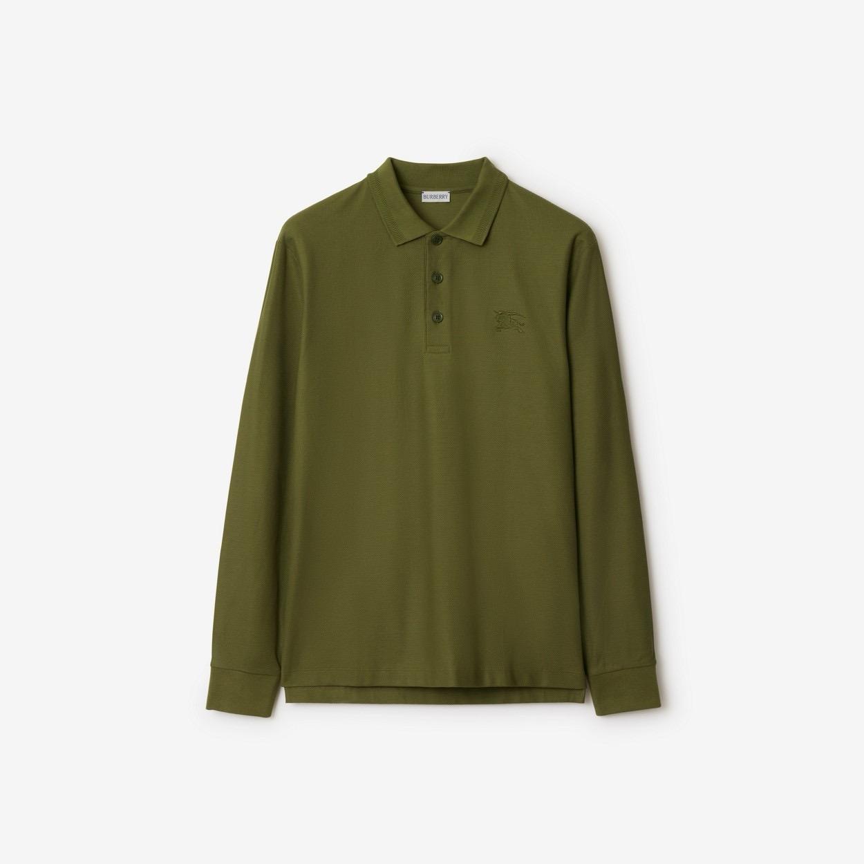 Burberry｜戰馬騎士刺繡珠地棉長袖 Polo 衫｜S／M／L／XL／XXL