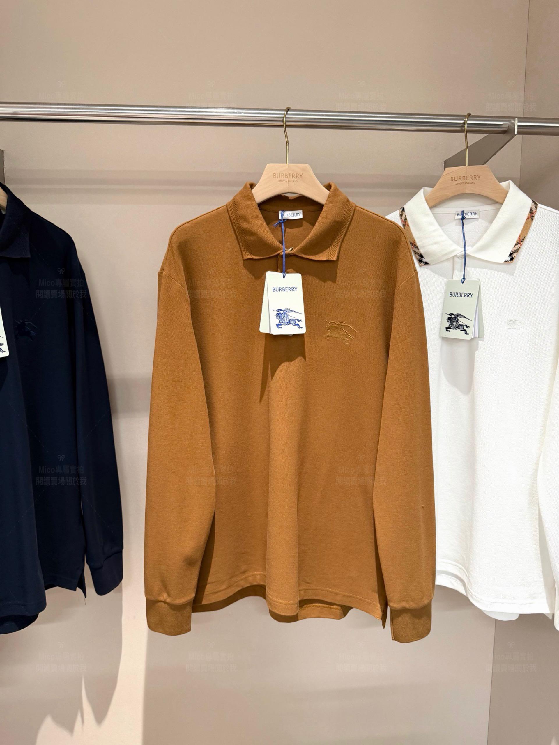 Burberry｜戰馬騎士刺繡珠地棉長袖 Polo 衫｜S／M／L／XL／XXL