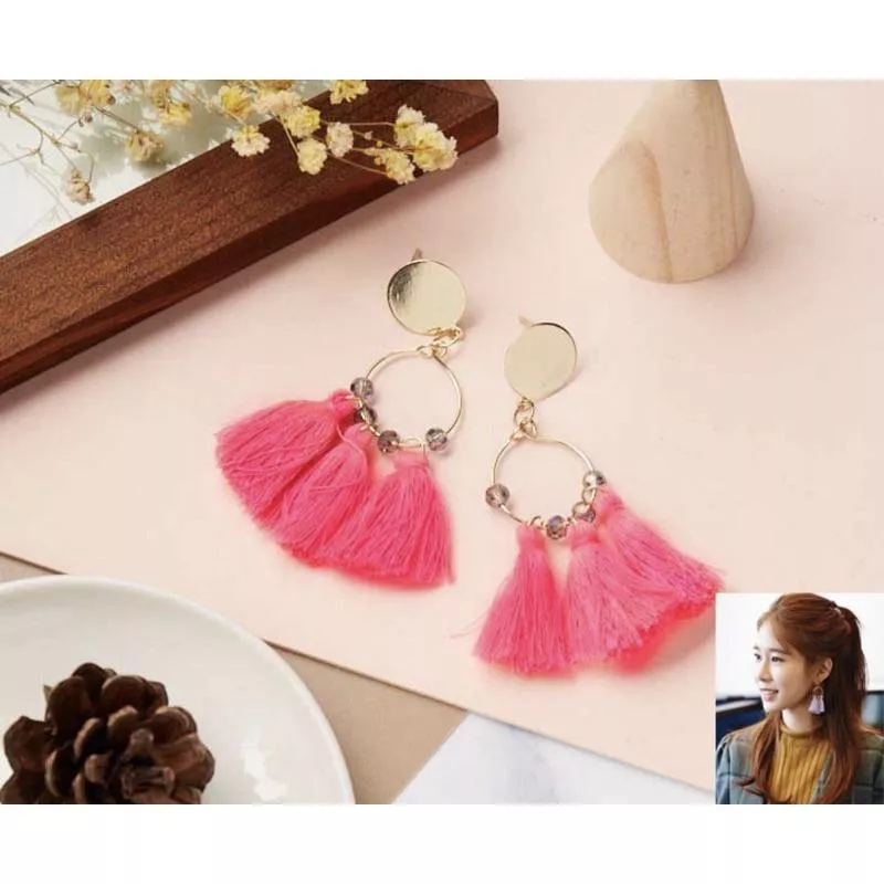 🇰🇷韓國耳環桃色波希米亞風耳環