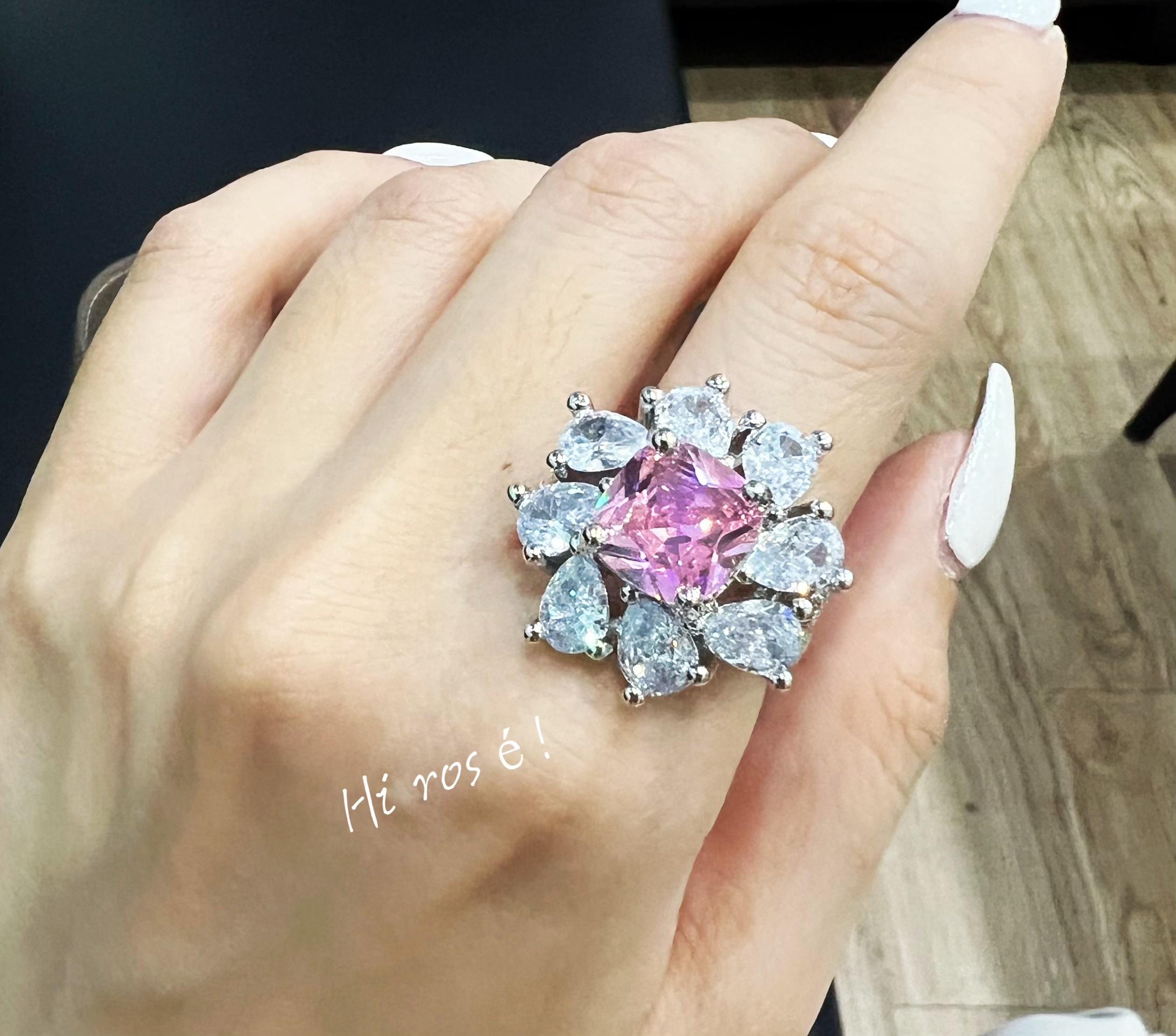 ［Hi rosé!］超美粉鑽甜美花朵花卉浪漫情人節女鑽戒（送高級珠寶戒盒🎁）