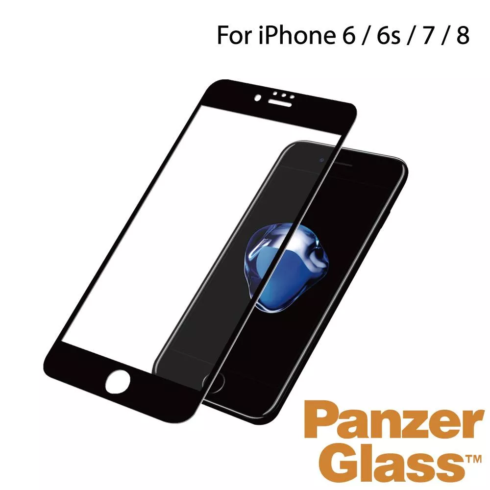 PanzerGlass iPhone 6/6s/7/8 2.5D 耐衝擊高透鋼化玻璃保護貼-黑
