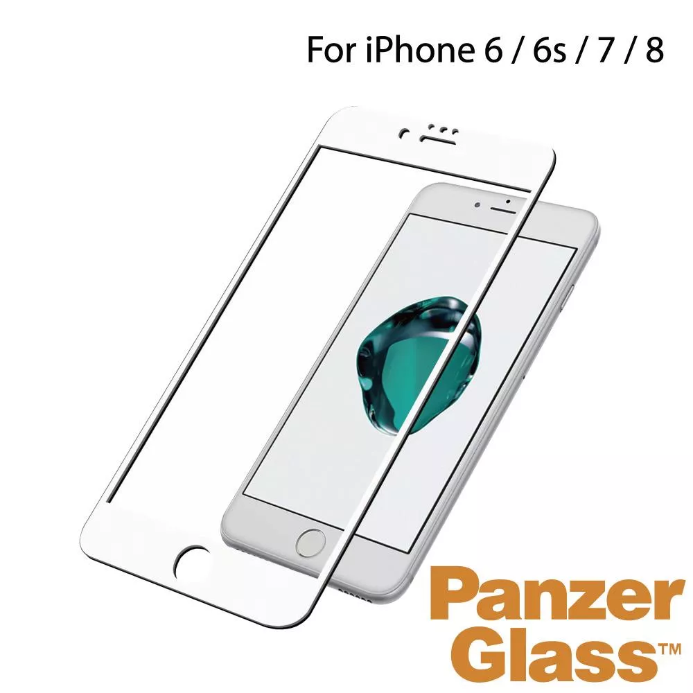 PanzerGlass iPhone 7 / 8 / 6s / 6 3D耐衝擊高透鋼化玻璃保護貼-白