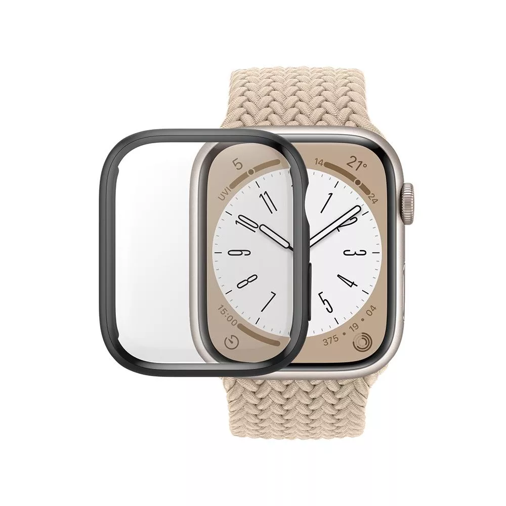 PanzerGlass Apple Watch S9 / S8 / S7 45mm 全方位D3O抗震防護高透鋼化漾玻保護殼 (黑)