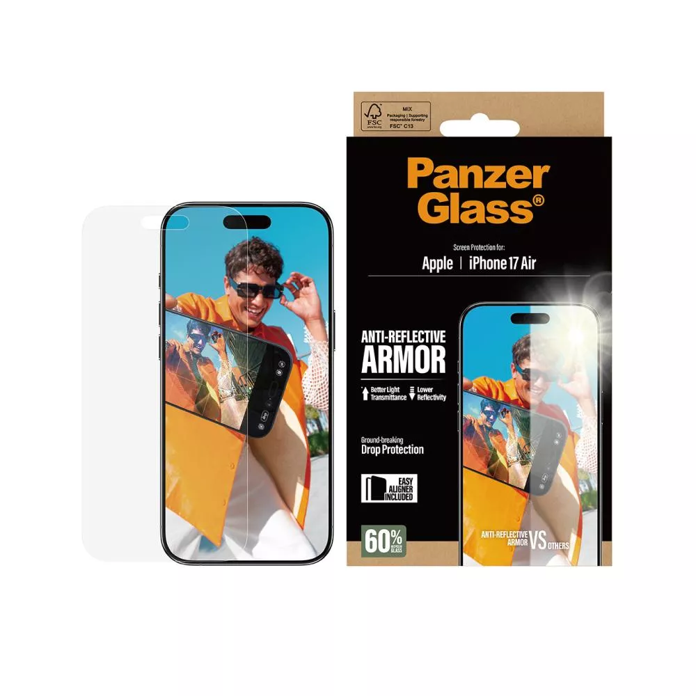 【PanzerGlass】iPhone 17 Air 6.6吋 Armor 2.5D 耐衝擊亮度提升抗反射玻璃保護貼(60%再生玻璃製成)