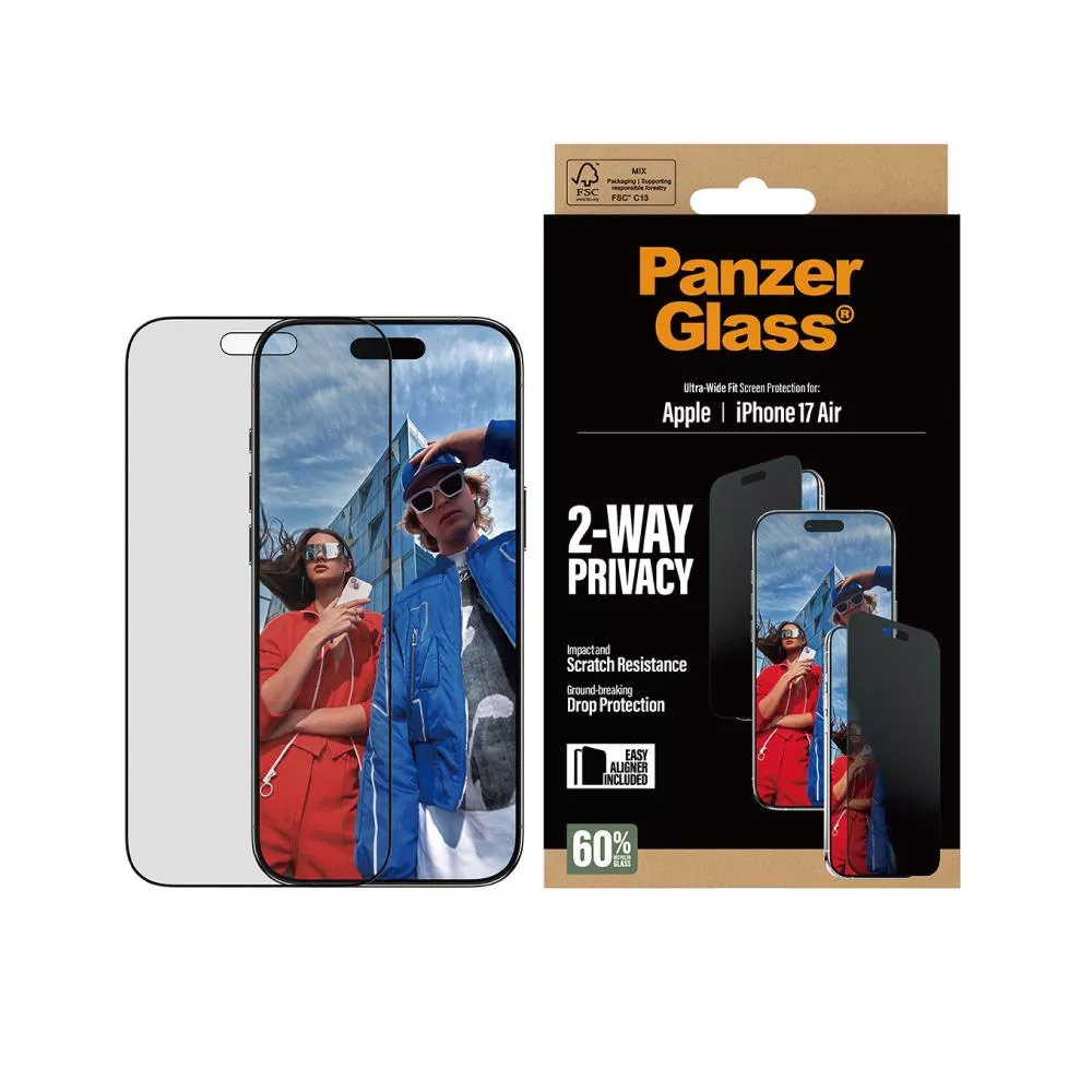 【PanzerGlass】iPhone 17 Air 6.6吋 Privacy 2.5D 耐衝擊高透防窺玻璃保護貼(60%再生玻璃製成)