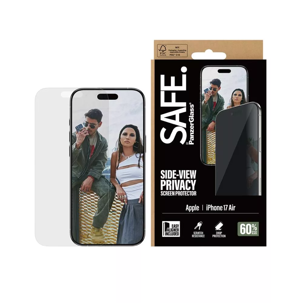 【PanzerGlass】iPhone 17 Air 6.6吋 SAFE Privacy 2.5D 耐衝擊高透防窺玻璃保護貼(透光性佳)