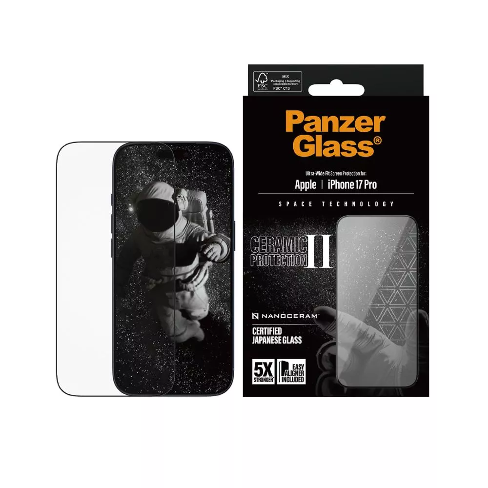 【PanzerGlass】iPhone 17 Pro 6.3吋 Ceramic 2.5D 五倍強化滿版微晶陶瓷玻璃保貼(日本Ohara結晶玻璃)