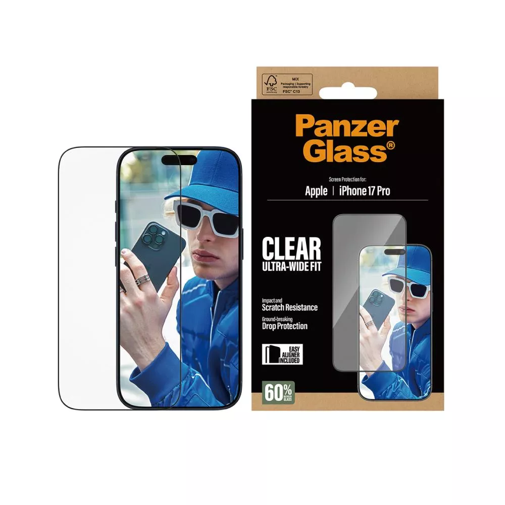 【PanzerGlass】iPhone 17 Pro 6.3吋 Screen Protector 2.5D 耐衝擊鋼化玻璃保貼(60%再生玻璃製成)