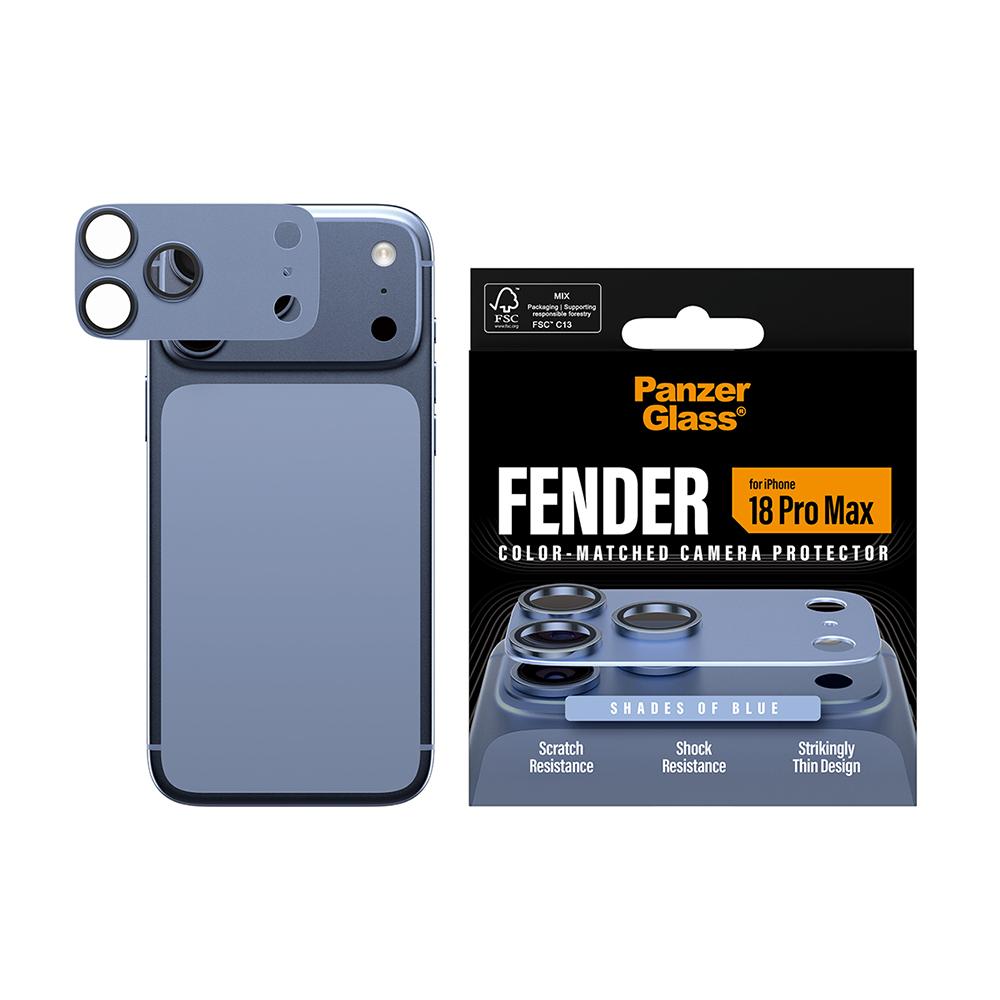 PanzerGlass iPhone 18 Pro Max 6.9吋 FENDER 耐衝擊金屬玻璃鋼化鏡頭貼 (淺藍)
