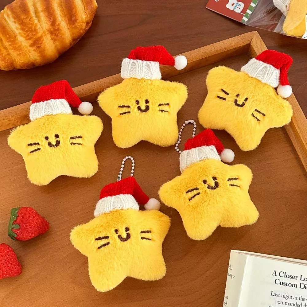 聖誕帽毛絨造型星星吊飾