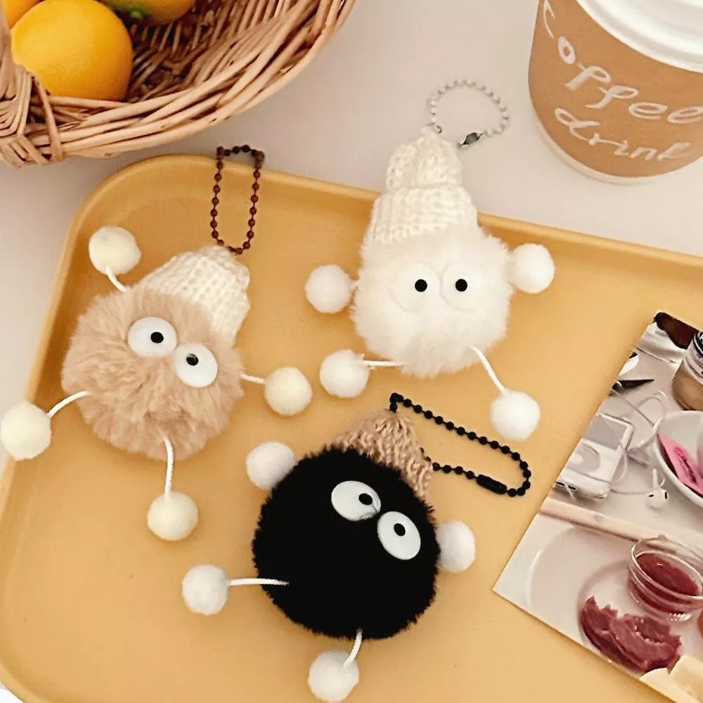 呆萌可愛小煤球毛絨掛件