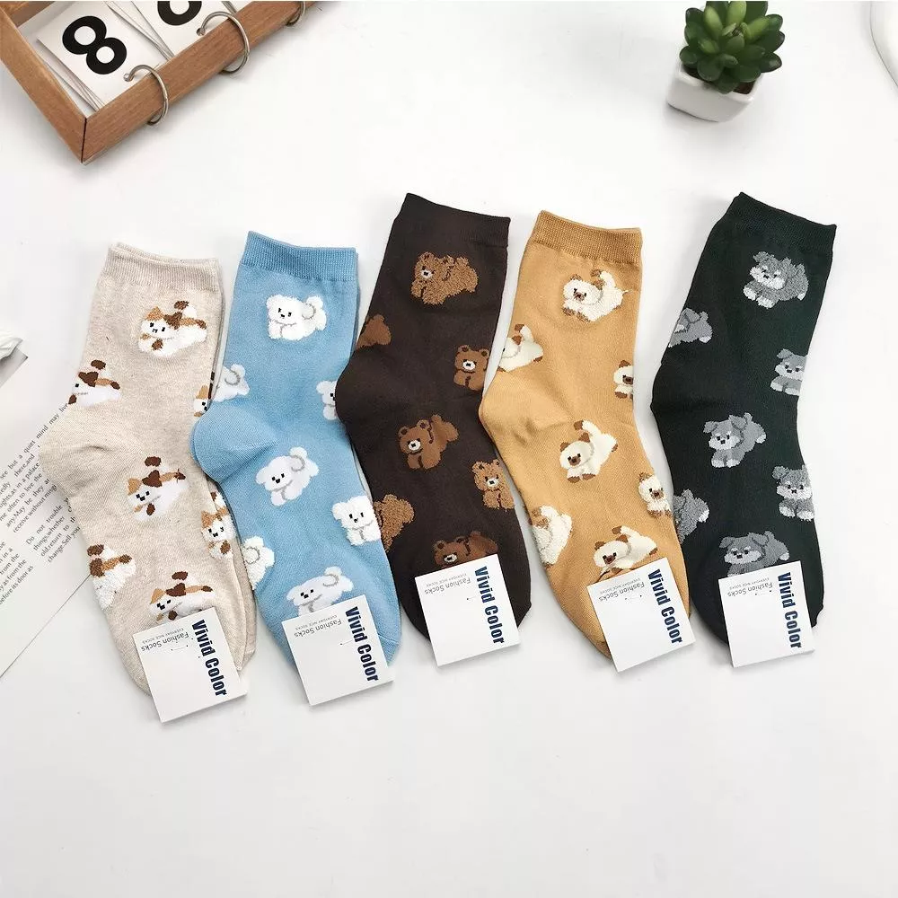 韓國襪子 滿版動物中筒襪