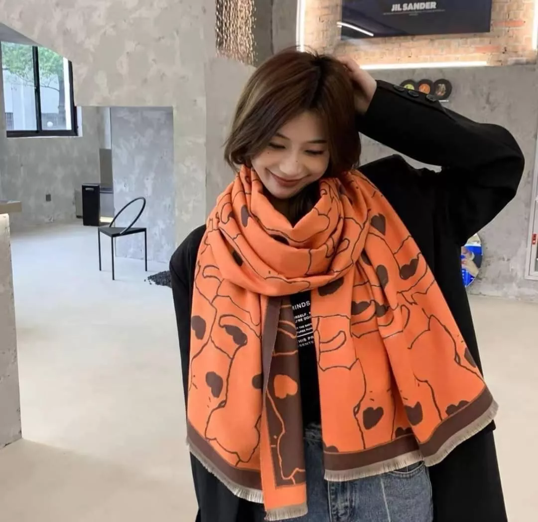 療癒貓咪🐈背影雙色羊絨圍巾/披肩