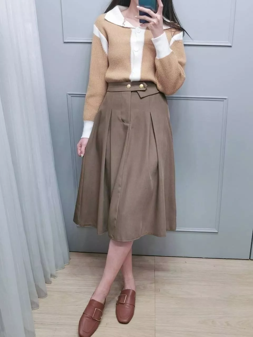 後腰鬆緊造型半裙